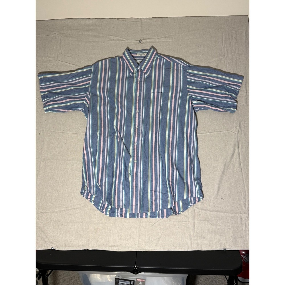 Britches Great Outdoors Mens XL Short Sleeve Button Down Shirt Striped Cotton